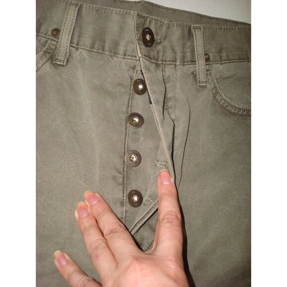 New Designer Mens Hudson Jeans Green Skinny 32 X 29 USA Button Olive Distressed - Picture 5 of 8